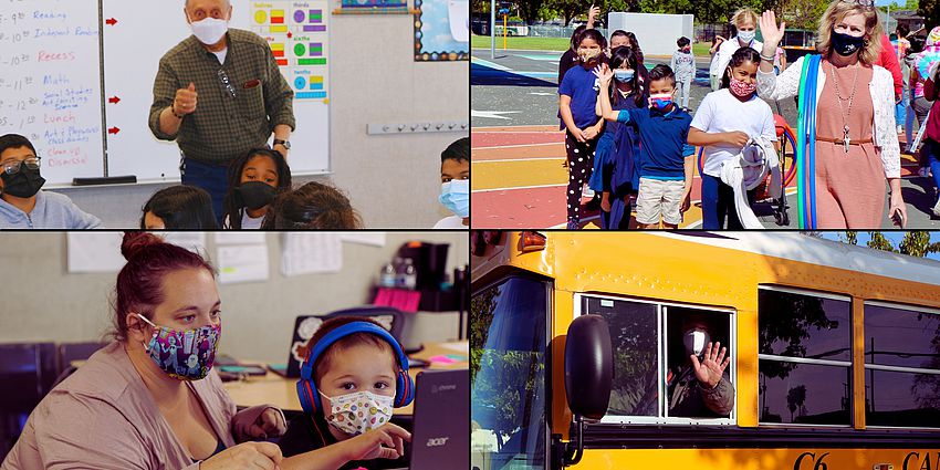collage of school employees at work