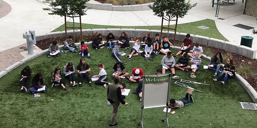 Student participate in an outdoor lesson