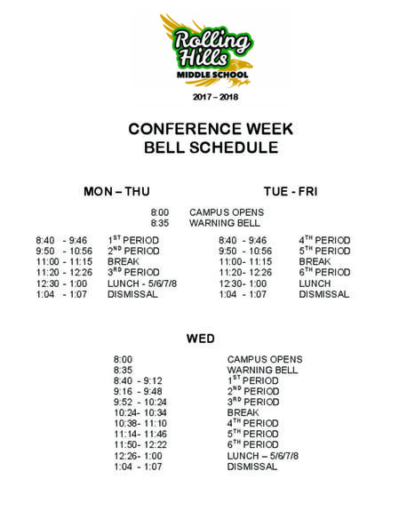 CONFERENCE WEEK SCHEDULE
