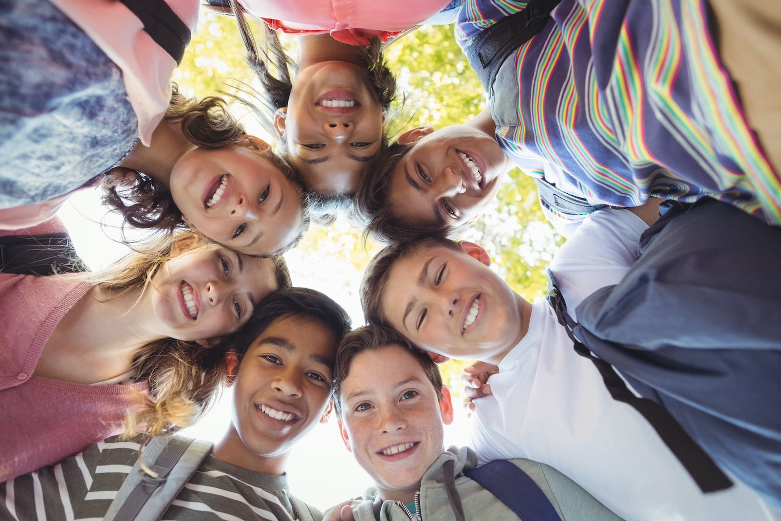 middle school kids, smiling, diverse
