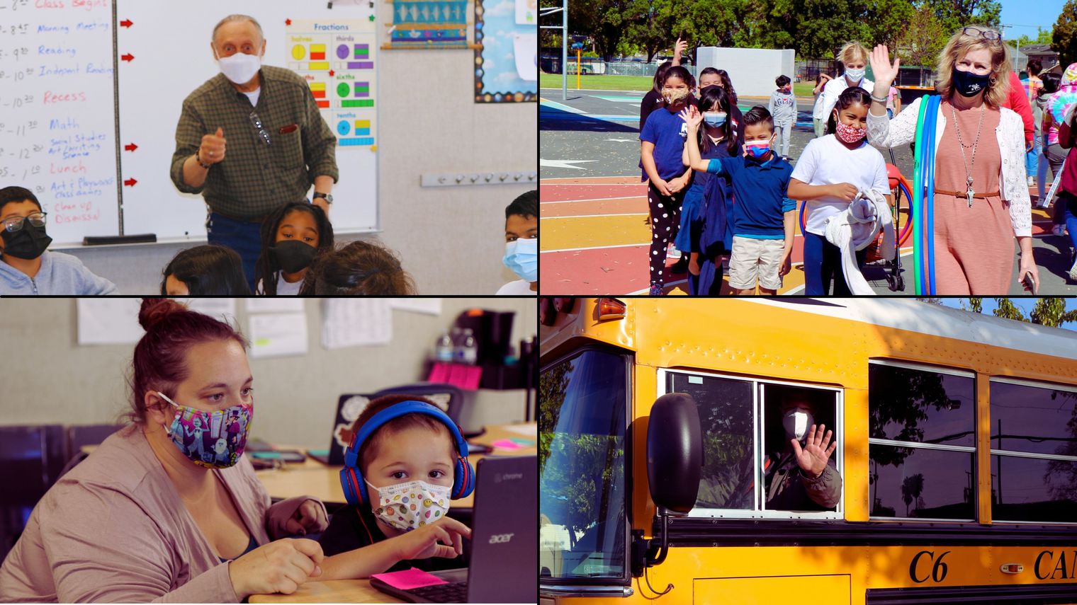 collage of school employees at work