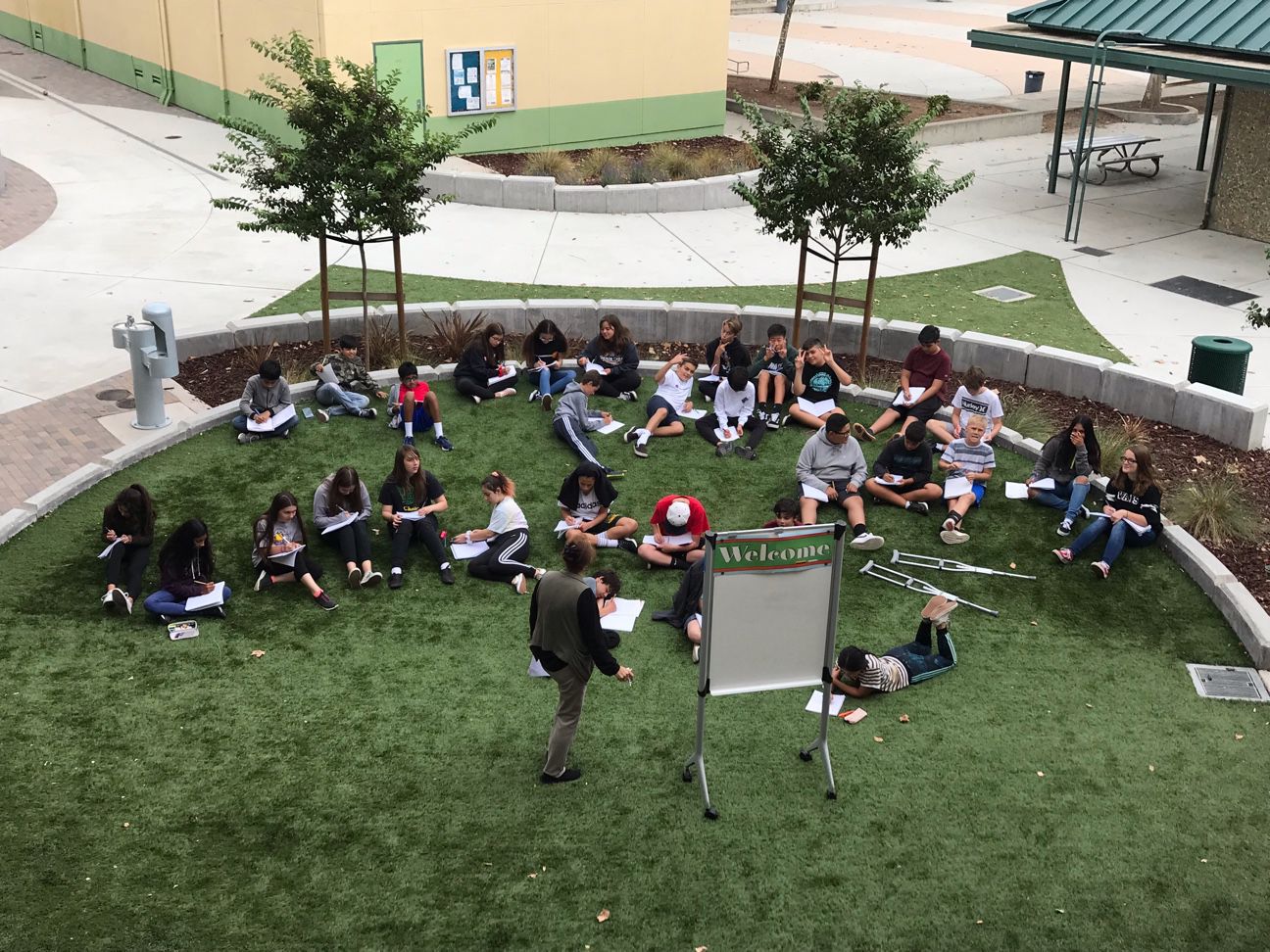 Student participate in an outdoor lesson